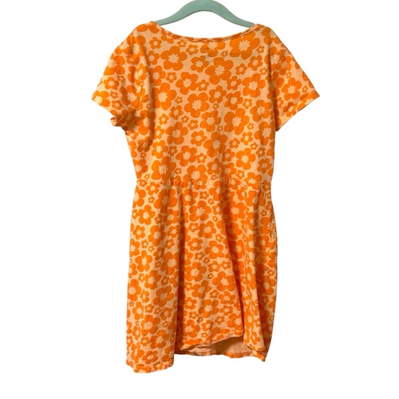 Bella & Birdie Girls Floral Print Dress Short Sleeve Sundress Orange L 12 14 - Picture 2 of 4